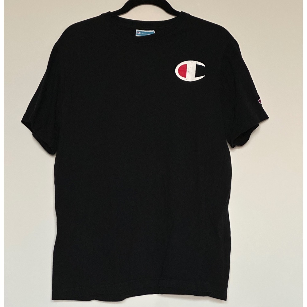 Champion Big C Logo Black T Shirt Tee‎ Shirt Size Large Men Women Unisex